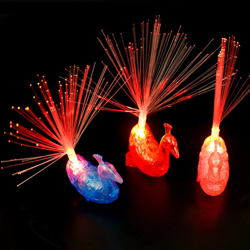 แหวนไฟเบอร์ออปติก-รูปนกยูงเรืองแสง-led-หลากสี-สร้างสรรค์-สุ่มสี-สําหรับตกแต่งปาร์ตี้วันเกิดเด็ก