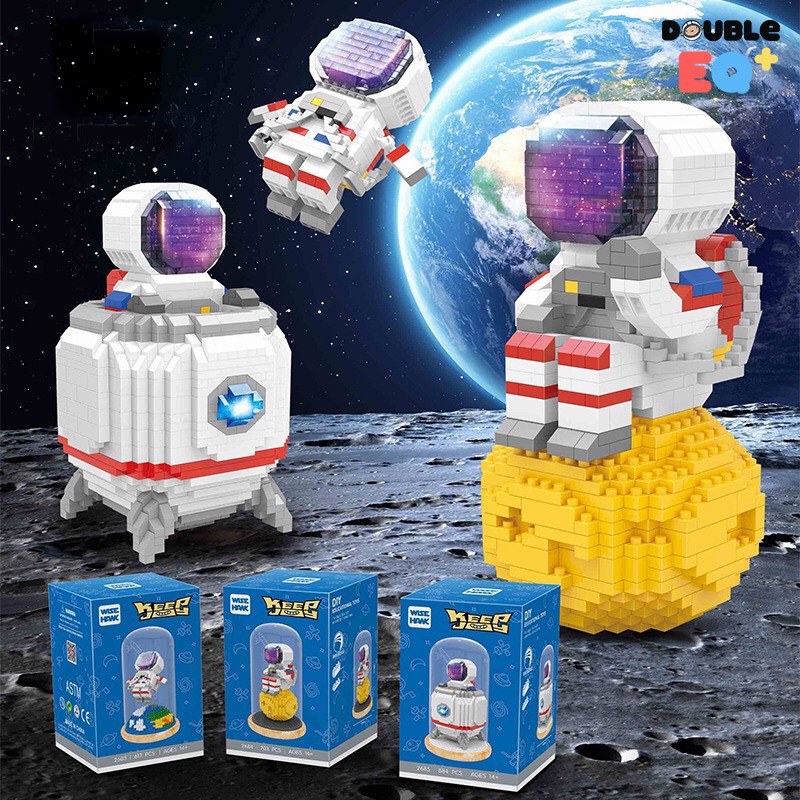 Nano block ตัวต่อ นักบินอวกาศ พร้อมโดมแก้ว แลไฟ Astronaut Nano block ...