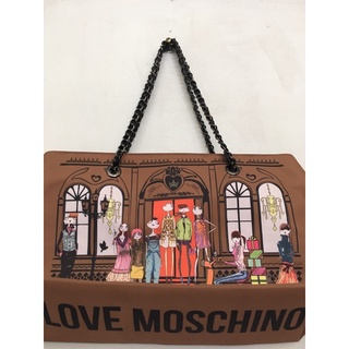 💋 Moschino LOVE MOSCHINO ของแท้แน่นอน กระเป๋าสะพายข้างสายสะพายโซ่หุ้มหนัง used