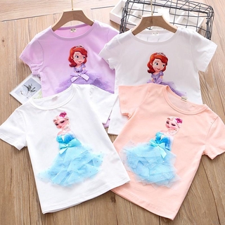 Babyme เสื้อยืดแขนสั้นลายการ์ตูนสามมิติสําหรับเด็กผู้หญิง