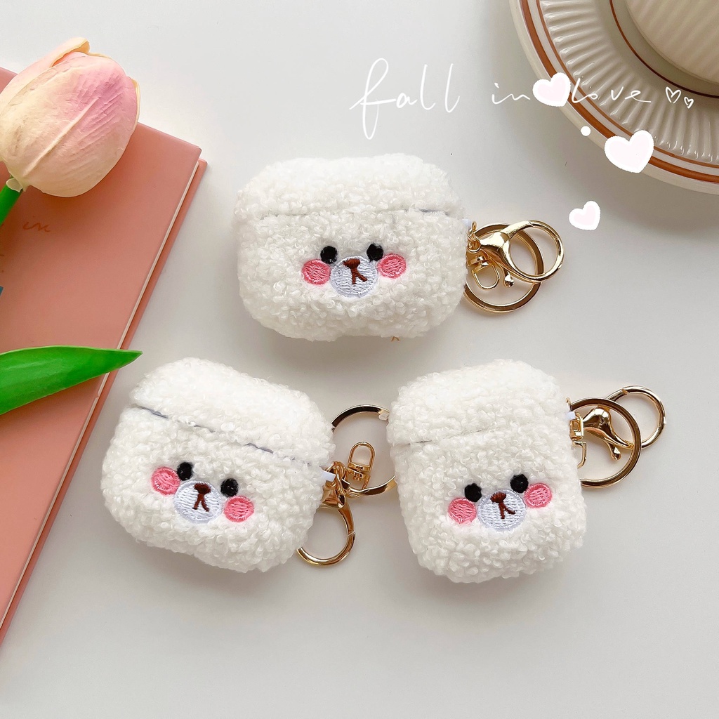เคสหูฟัง-ผ้ากํามะหยี่ขนนิ่ม-ลายหมีน่ารัก-พร้อมแหวนโลหะ-สําหรับ-airpods3gen-airpods3-airpods3-airpods2gen-2021