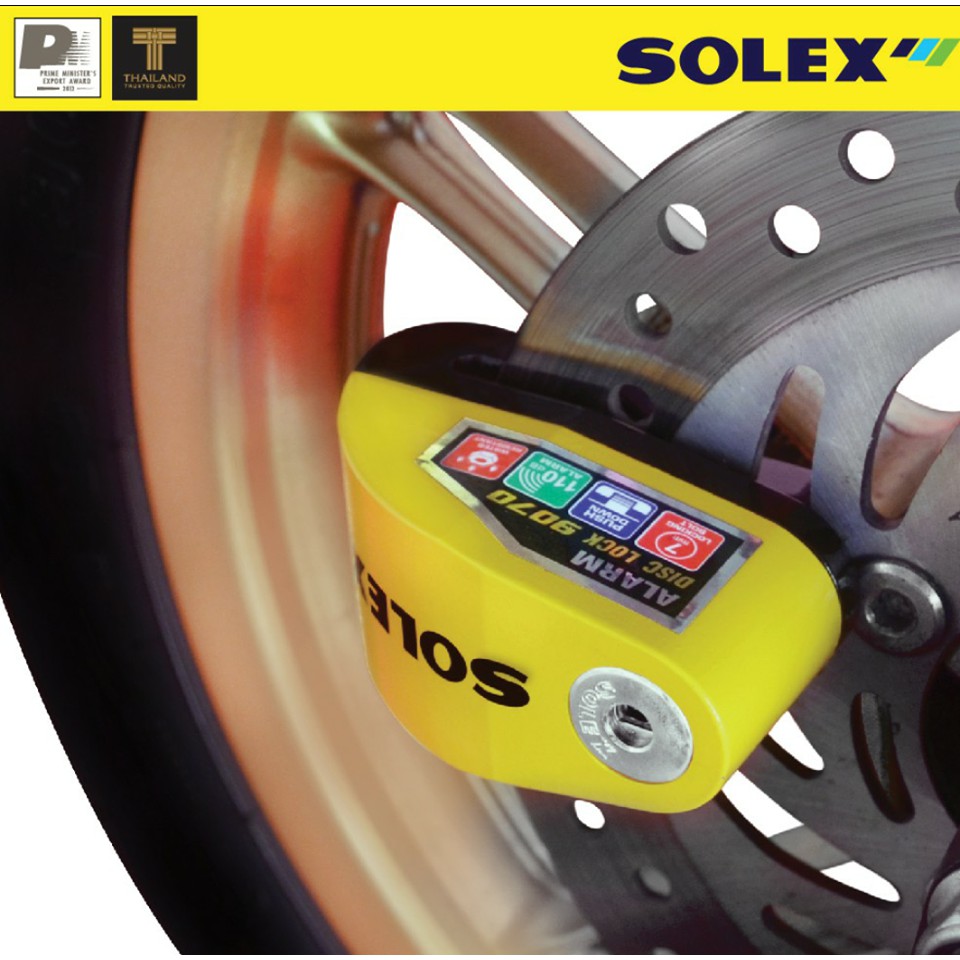 ราคาและรีวิวSOLEX โซเล็กซ์ กุญแจล็อคดิส เบรค ล็อคมอเตอร์ไซค์ ล็อคล้อ แบบ มีเสียง Alarm Disc Lock 9070 ของแท้100% ราคา