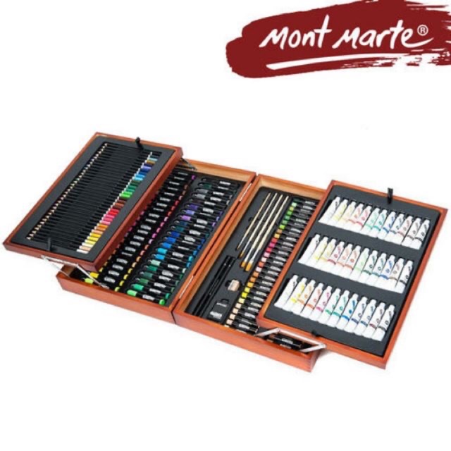 Mont Marte 90-Piece Premium Art Set, Wood Art Supplies for Painting and  Drawing, Essentials Art Kit in Portable Aluminium