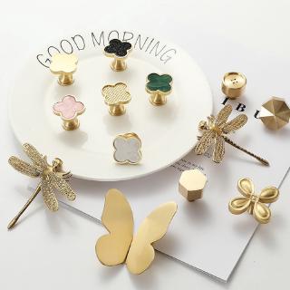 Various shape/Brass Round Cabinet Door Knobs Furniture Hardware/ Butterfly dragonfly Cupboard Wardrobe Drawer Pull Clover pink Handle