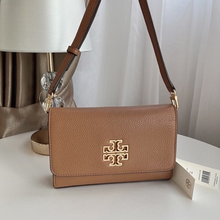 🎀 (สด-ผ่อน) กระเป๋าสีน้ำตาล Tory Burch 75025 Britten Combo Leather Cross Body Bag - BARK