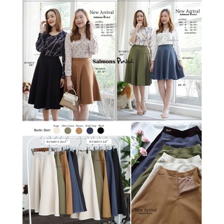 สินค้า ฺBerlin Skirt *กระโปรงคุณภาพดี S/M/L ซิปหลัง ทรงย้วย ยาว20.5 และยาว 24 กระโปรงทำงาน salmonspink