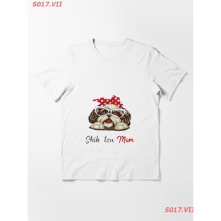 【hot sale】S017.VII การ์ตูนตลก Shih Tzu Mom -cute Gift Shih Tzu For Mom,dad,women And Men Essential T-Shirt  ผู้ชายและผู้