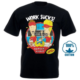 เสื้อยืดผ้าฝ้ายพิมพ์ลายคลาสสิก เสื้อยืดลําลอง แขนสั้น พิมพ์ลาย Beavis Butthead Work Sucks เข้ากับทุกการแต่งกาย สําหรับผู