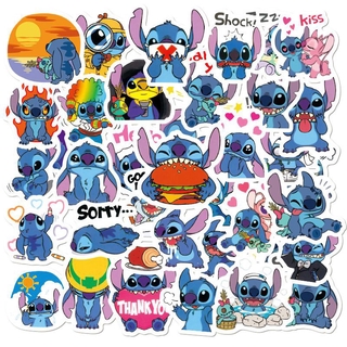 สติ๊กเกอร์ Lilo Stitch กันน้ํา 50 ชิ้นสําหรับตกแต่งแล็ปท็อปสเก็ตบอร์ดจักรยานกระเป๋าเดินทาง