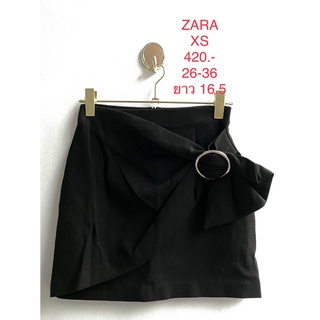 กระโปรงสั้นสีดำ แต่งอะไหล่โบว์สีดำ ZARA SIZE XS