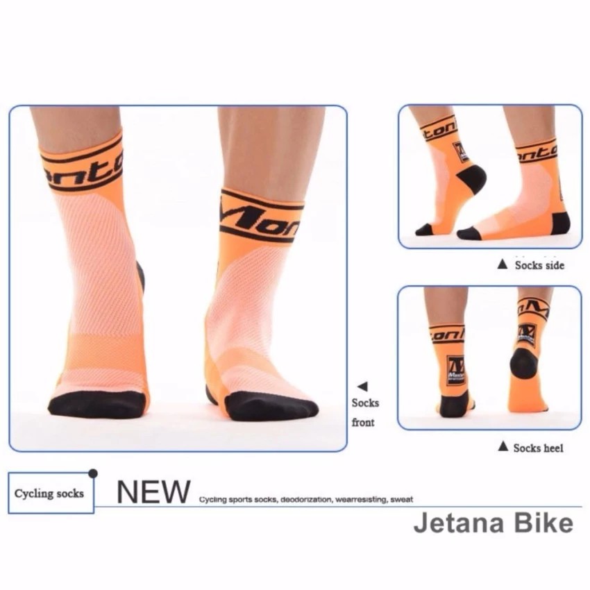 jetana-monton-ถุงเท้าปั่นจักรยาน-ถุงเท้าจักรยาน-aerodynamic-เนื้อผ้าระบายอากาศและยืดหยุ่นสูง-สีส้ม