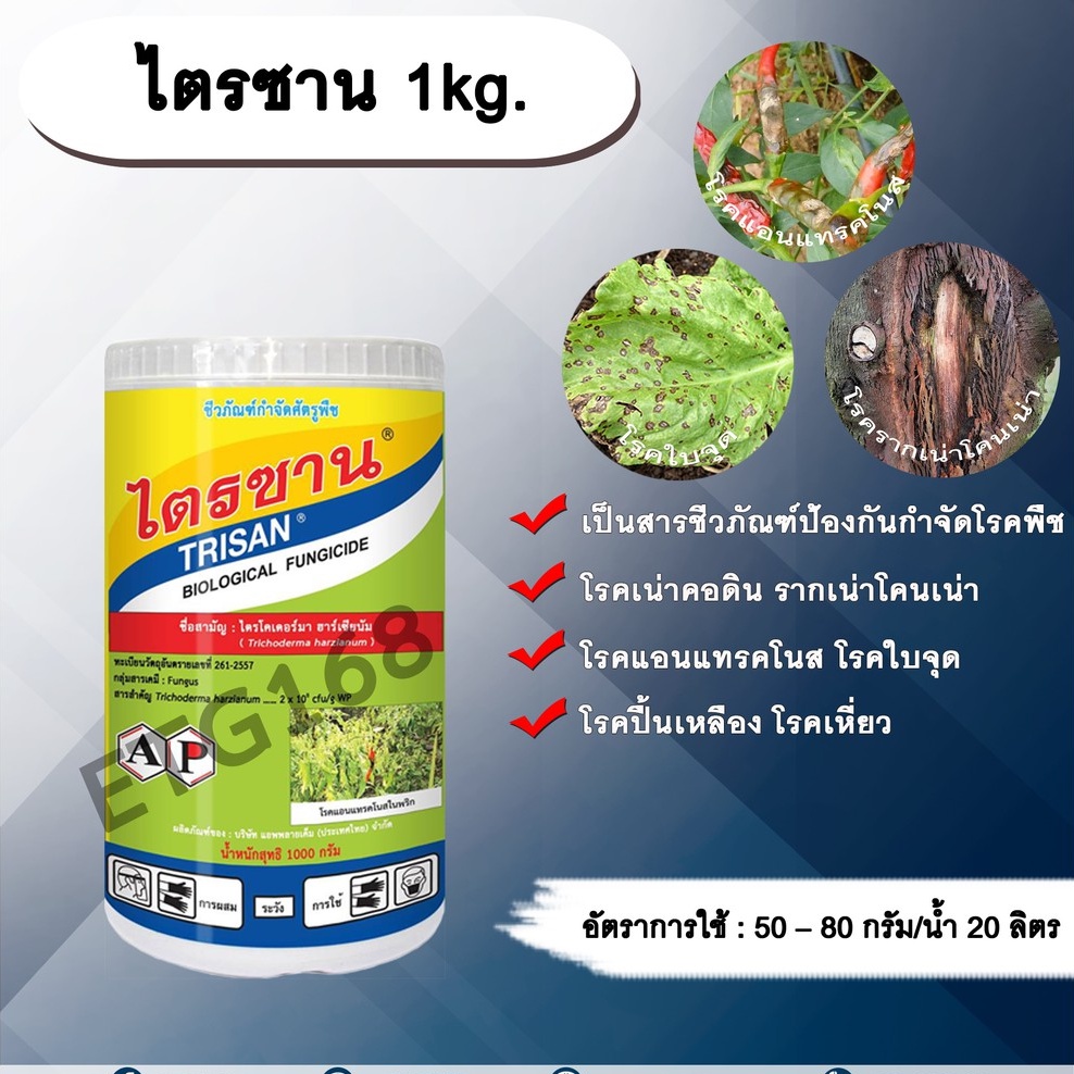 ไตรซาน-1kg-เชื้อราไตรโคเดอร์ม่า-ฮาเซียนั่ม-สารกำจัดเชื้อรา-โรครากเน่าโคนเน่า-สารชีวภัณฑ์กำจัดโรคพืช