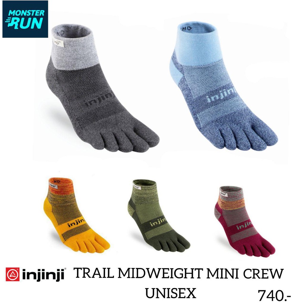 ภาพหน้าปกสินค้าถุงเท้าวิ่งเทรล Injinji Trail Midweight Mini Crew Unisex จากร้าน monsterrunthailand บน Shopee