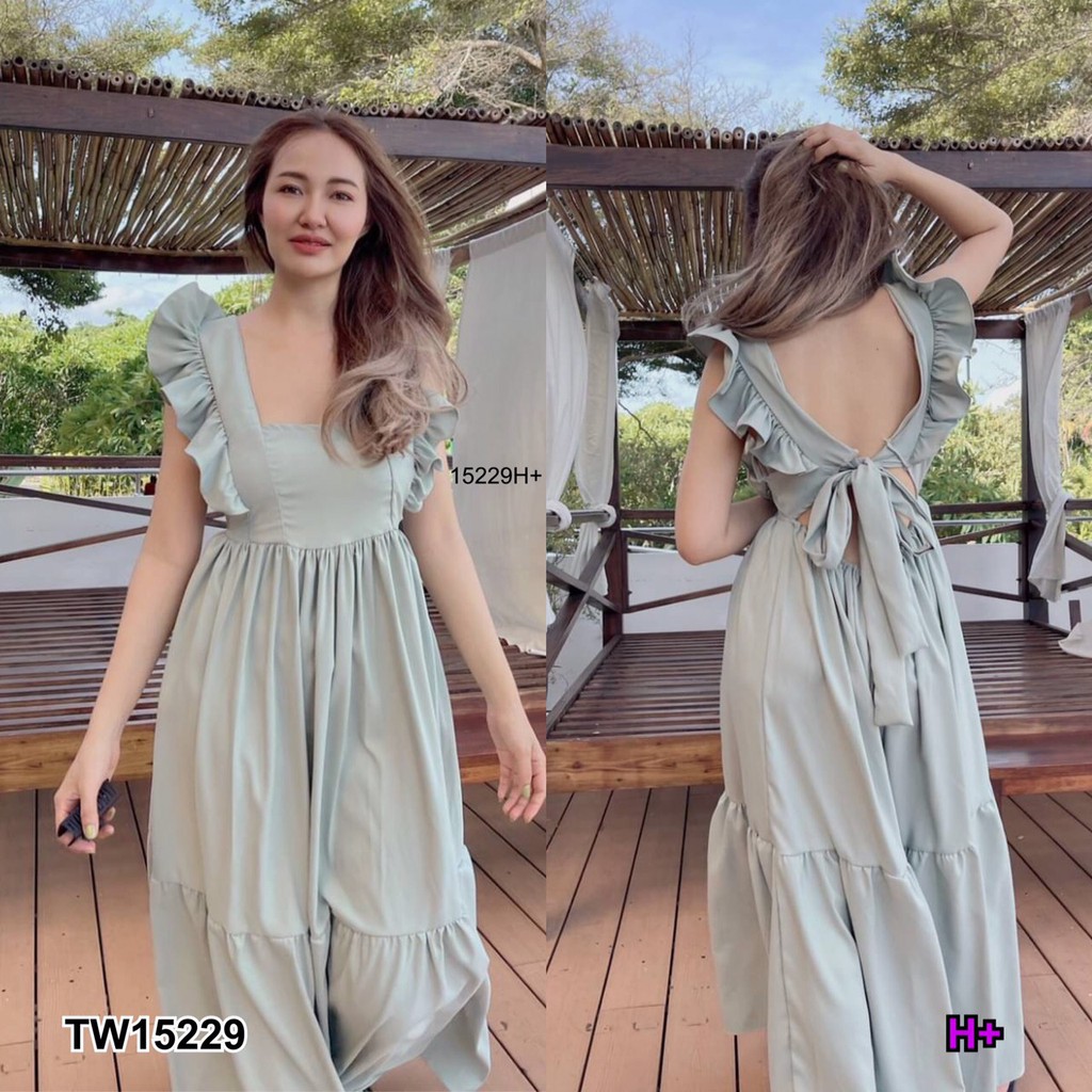 s4u-maxi-dress-แม็กซี่เดรสไหล่ระบายผูกโบว์หลัง-พร้อมส่ง-เสื้อผ้าแฟชั่นผู้หญิง-ชุดไปเที่ยว-เดรสยาว-เดรสสีแดง-เดรสออกงาน