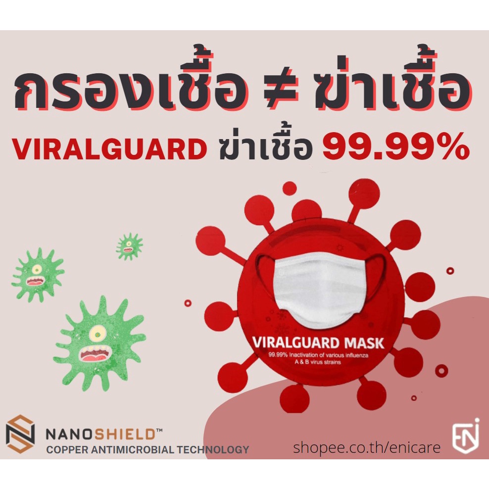 enicare-หน้ากากอนามัยฆ่าเชื้อ-viralguard-4ชั้น-ผ้าไอออนทองแดงจากญี่ปุ่น-แมสฆ่าเชื้อไวรัสและแบคทีเรียได้-99-99