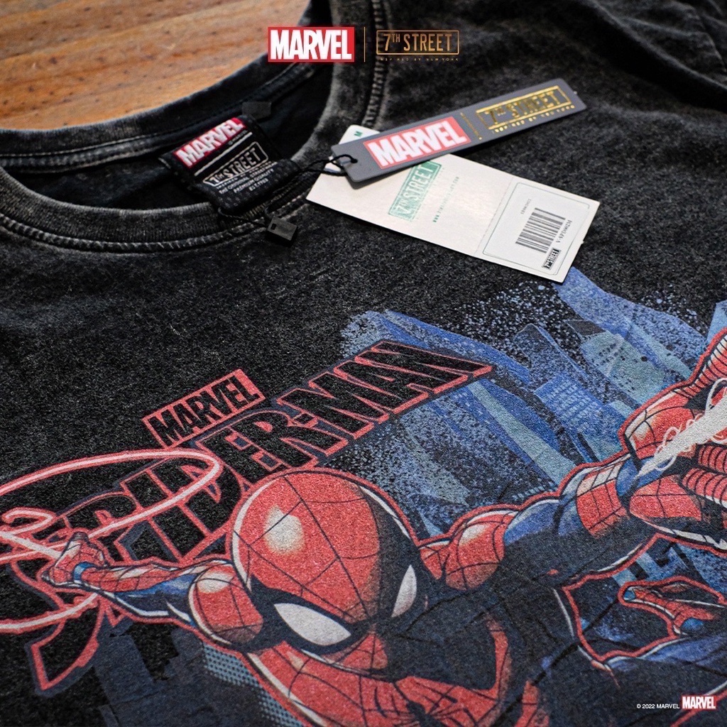 เสื้อยืดผ้าฝ้ายพิมพ์ลาย-marvel-i-7th-street-เสื้อฟอกวินเทจ-แบบโอเวอไซส์-vintage-oversize-รุ่น-v-spd002-spider-man