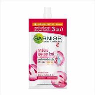 Ganier การ์นิเย่เอจเลสไวท์แอนตี้เอจจิ้ง+ไวท์เทนนิ่งเซรั่มครีมSPF30PA+++ขนาด7ml.แบบซอง