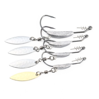4pcs Crank Hook Metal Spoon Sequins Jigging Hook Fishing Lures 4.7g/6.8g/9.2g spinner Soft Bait