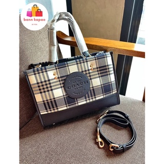 Coach Dempsey Carryall With Garden Plaid Print And Coach Patch((C8201))
