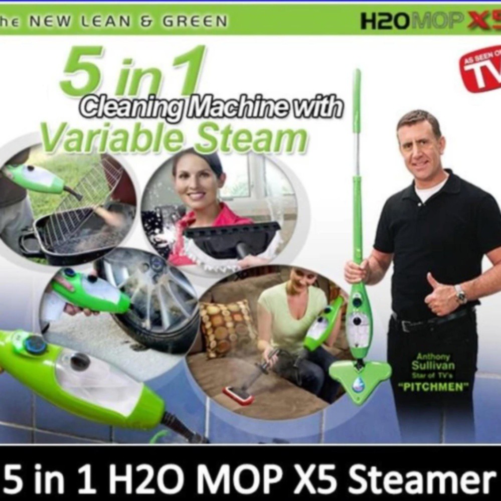 ภาพหน้าปกสินค้าLOVBAG ไม้ถูพื้น เครื่องทำความสะอาดพลังไอน้ำ H2O Mop 5 in 1 Steam Mop Cleaner X5 - สีเขียว จากร้าน igootech.store บน Shopee