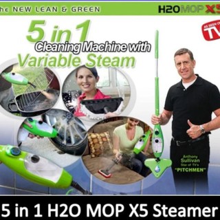 ภาพขนาดย่อของภาพหน้าปกสินค้าLOVBAG ไม้ถูพื้น เครื่องทำความสะอาดพลังไอน้ำ H2O Mop 5 in 1 Steam Mop Cleaner X5 - สีเขียว จากร้าน igootech.store บน Shopee