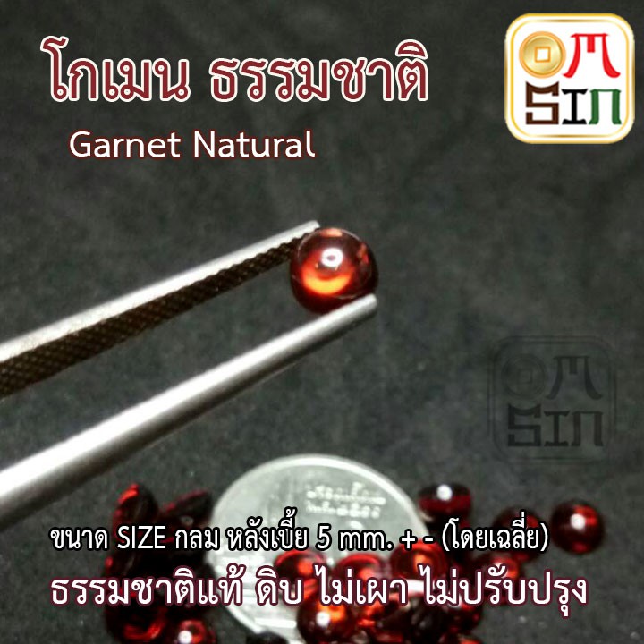 a145-ขนาด-5-มิล-กลม-หลังเบี้ย-พลอยโกเมนแท้-กลม-ทรงหลังเบี้ย-หลังเต่า-garnet-natural-ธรรมชาติแท้