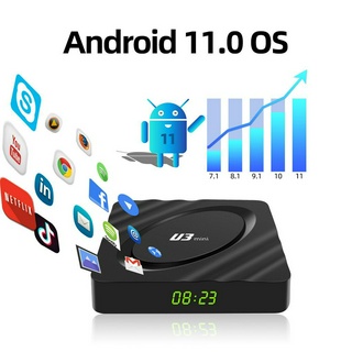 กล่องTv Box U3 Mini Amlogic Android 11 BT Dual Band Wifi 8K 4K Smart Android Tv box U3 Mini smart tv 32GB HD