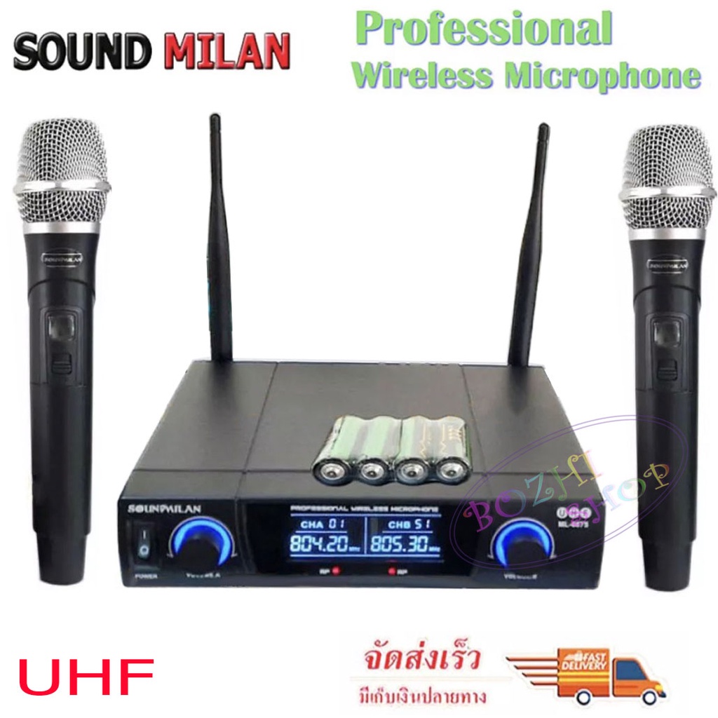 ไมค์ลอยคู่-wireless-microphone-พร้อมเครื่องรับสัญญาณsound-milan-รุ่น-ml6675-ไร้สาย-รับได้ไกล-ไมโครโฟนร้องเพลง-คาราโอเกะ