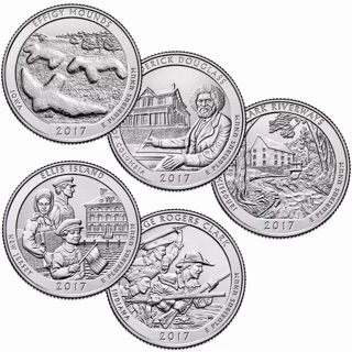 👉 เหรียญควอเตอร์ ซีรีย์อุทยานแห่งชาติ ปี 2017-5 เหรียญ