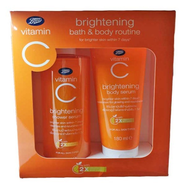 boots-vitamin-c-บู๊ทส์-วิตามิน-ซี-ไบรท์เทนนิ่ง-บาธ-แอนด์-บอดี้-รูทีน-x-2-ชิ้น-495มล-180มล