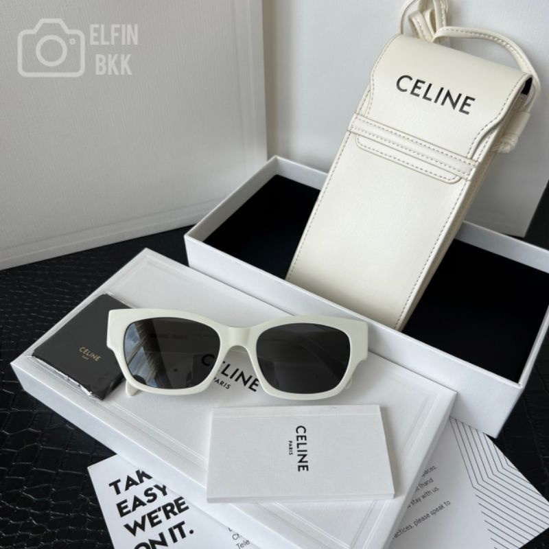 แท้-celine-monochroms-01-sunglasses-white-แว่นตา-แว่นกันแดด-เซลีน-สีขาว-รุ่นคุณปราง-กัญญ์ณรัณ-ใส่