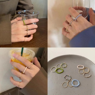 [YY] ใหม่ ชุดแหวนลูกปัด หลากสี เรียบง่าย สําหรับผู้หญิง 2022
