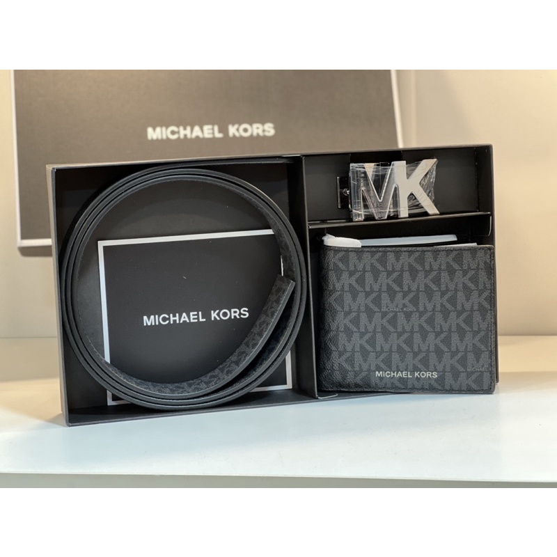 ภาพหน้าปกสินค้าMichael Kors 36U1LGFY7B Men's Belt Wallet Gift Set Admrl/Plblue MK Leather