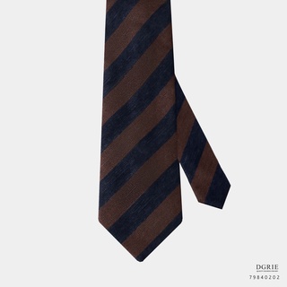 Navy Brown Strip herringbone Necktie-เนคไทสีน้ำตาลกรมทูโทน
