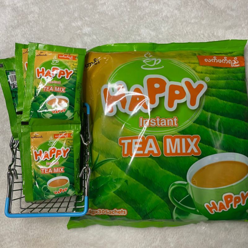 ชานมพม่า-ชานม-3in1-tea-mix-ยี่ห้อ-happy-ยกห่อ