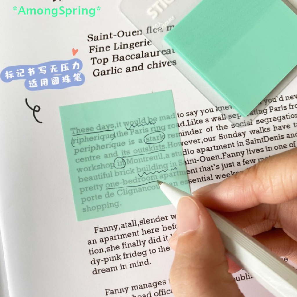 amongspring-gt-ใหม่-กระดาษโน้ตมีกาว-สีพื้น-สําหรับตกแต่งสมุดไดอารี่-50-ชิ้น-ต่อชุด