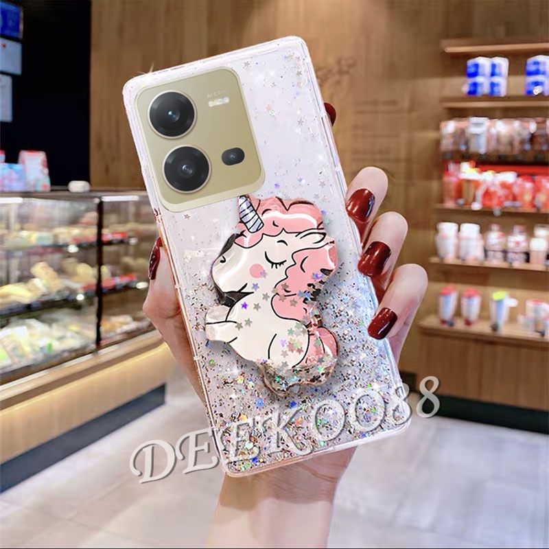 เคสโทรศัพท์มือถือ-vivo-y35-y22s-y22-y16-y02s-v25-5g-v25e-4g-2022-new-handphone-casing-lovely-cute-cartoon-unicorn-bling-stars-with-stand-holder-tpu-back-cover-phone-cell-case-vivov25e-vivoy35-vivoy16