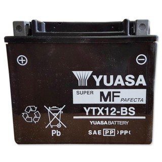 YUASA แบตเตอรี่แห้ง(แยกน้ำ) รหัส YTX-12BSสำหรับNINJA650R(09-11),VERSYS-650, VULCAN CLASSIC,Bonneville,Thruxton,Scrambler