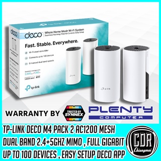 TP-LINK Deco M4 (2-Pack) มี 2 ตัวใน 1 กล่อง มีรับประกันศูนย์ ตลอดอายุ โดยTP-LINK AC1200 Whole Home Mesh Wi-Fi System