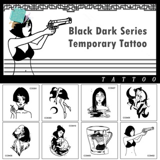 【Magic Tattoo】สติกเกอร์รอยสักชั่วคราว กันน้ํา ลาย Goth Black Dark Series