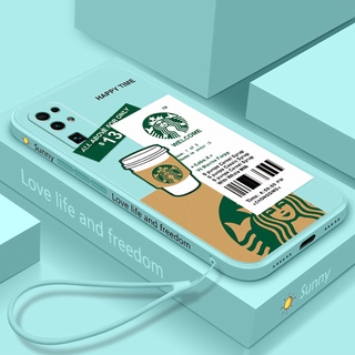 【สายคล้อง】เคสโทรศัพท์มือถือซิลิโคน ลายสตาร์บัคส์ สําหรับ oppo A16 A55 A54 A74 A94 A53 A31 2020 A5S A12 A92 A52 A3S A12E 4G