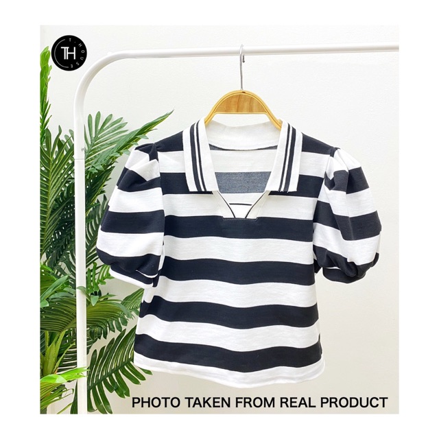 polo-stripe-เสื้อครอปทรงโปโล-ลายริ้ว