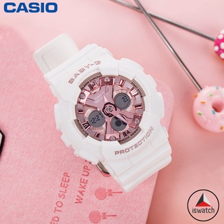 【พร้อมส่ง】Casio Baby-g BA-130-7A1 นาฬิกาข้อมือดิจิทัล อะนาล็อก สายเรซิ่น สีขาว สําหรับผู้หญิง