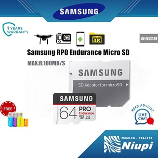 ราคาSamsung PRO Endurance เมมโมรี่การ์ดของแท้ Micro SD 100MB/s U1 4K Class 10 ไมโคร SD 64GB SDXC การ์ด SD