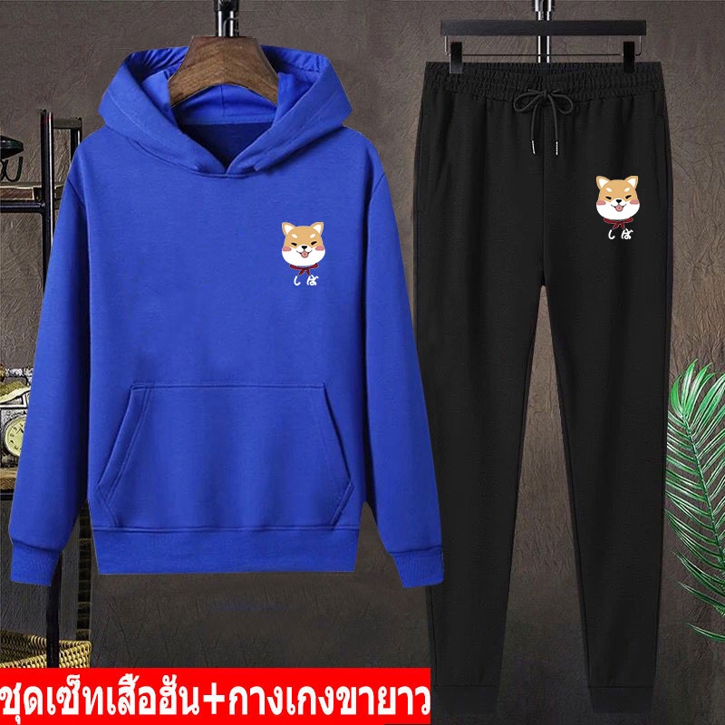 bk443-long-aa358-ชุดเสื้อฮุ้ต-กางเกงวอร์ม-ชุดเซ็ทแฟชั่นผู้หญิงผู้ชาย