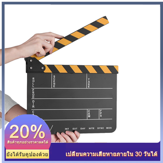 Dry Erase Acrylic Director Film Clapboard Movie TV Cut Action Scene Clapper Board Slate with Yellow/Black Stick, Black