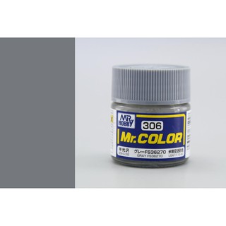 สีสูตรทินเนอร์ Mr.Hobby สีกันเซ่ C306 Gray FS-36270(Mediym Gray) Semi-Gloss 10ml