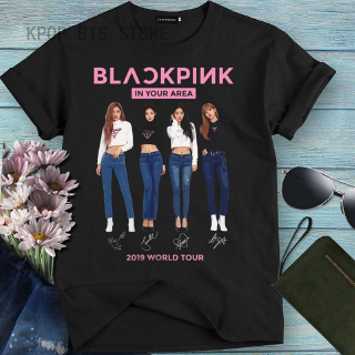 Aเสื้อยืดพิมพ์ลาย kpop blackpink in yourworld tour สําหรับผู้หญิง zZV5 เกาหลี