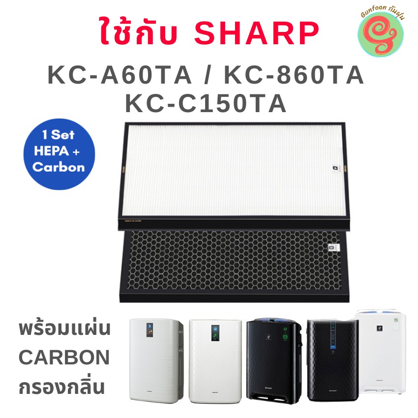 ภาพหน้าปกสินค้าแผ่นกรอง Sharp สำหรับ เครื่องฟอกอากาศชาร์ป รุ่น KC-A60TA-W , KC-860TA และ FZ kc-C150TA ไส้กรอง HEPA filter FZ-A60HFE จากร้าน gunfoon บน Shopee