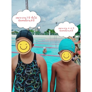 ภาพขนาดย่อของภาพหน้าปกสินค้าหมวกว่ายน้ำทั้งเด็กและผู้ใหญ่ กันน้ำ เนื้อ PU อย่างดี อายุการใช้งานนาน ไม่เสียรูปทรง จากร้าน bn_thailand บน Shopee ภาพที่ 3